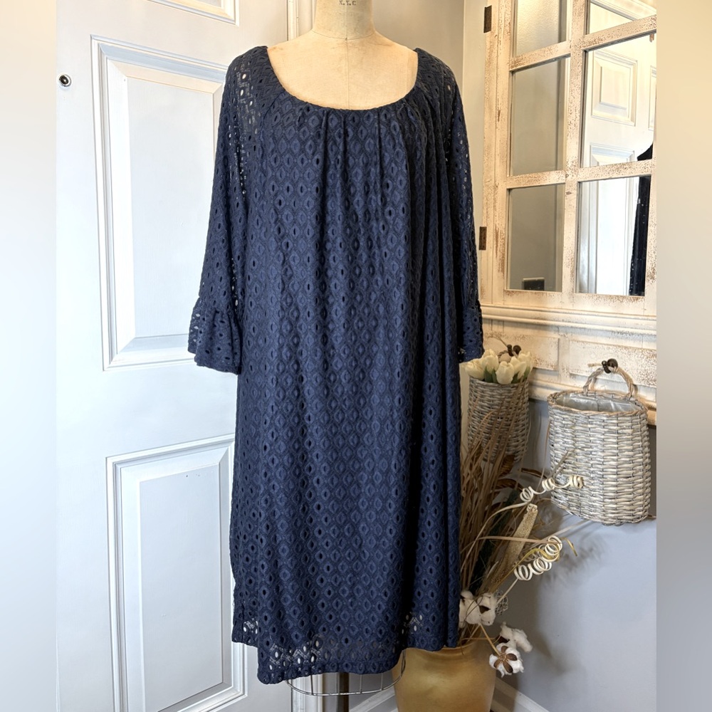 Stylish Navy Blue Dress Relaxed Fit Oversized Versatile Full Figure Friendly